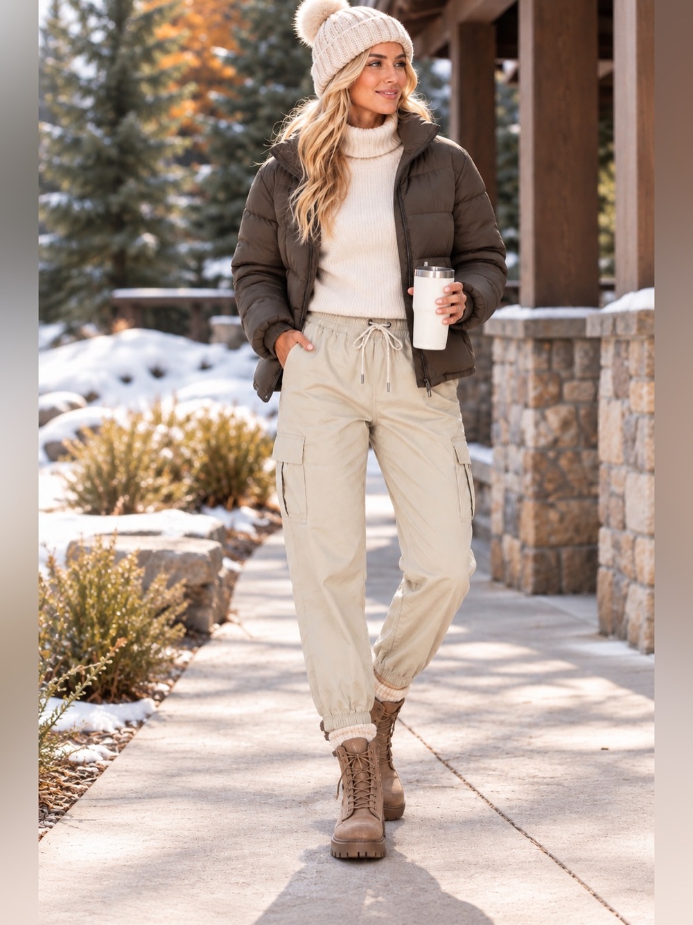 Vuori scout high rise cargo jogger pants dark salt medium